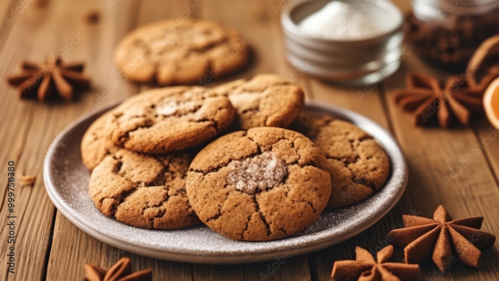 Deliciously baked cookies on a rustic wooden table Deliciously baked cookies on a rustic wooden table