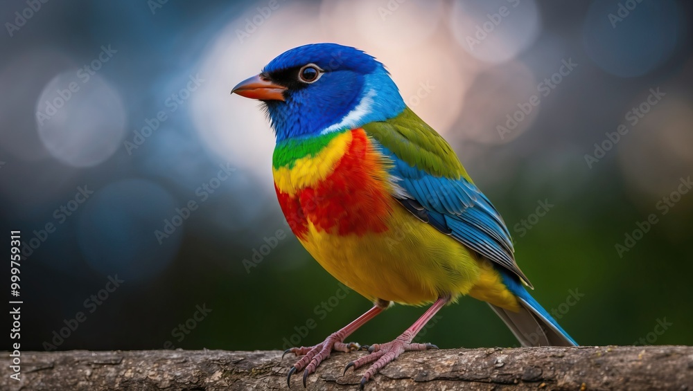 Vibrant bird perched on a branch, showcasing stunning colorful plumage, highlighting the beauty of wildlife and nature in a vivid and tranquil setting Vibrant bird perched on a branch, showcasing stunning colorful plumage, highlighting the beauty of wildlife and nature in a vivid and tranquil setting