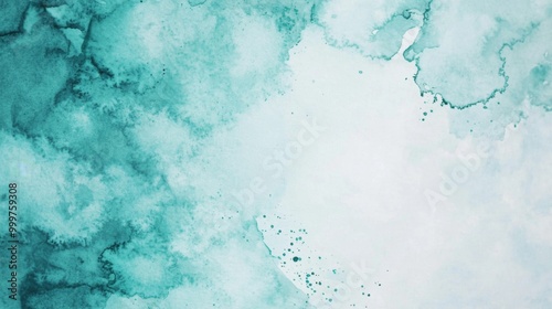 Turquoise Watercolor Canvas, a light turquoise watercolor illustration with smeared sky blue shades, ideal for vintage design invitations, featuring a textured and minimalist background.