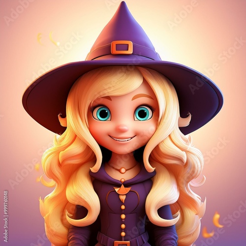 Cute Cartoon Halloween Blon...