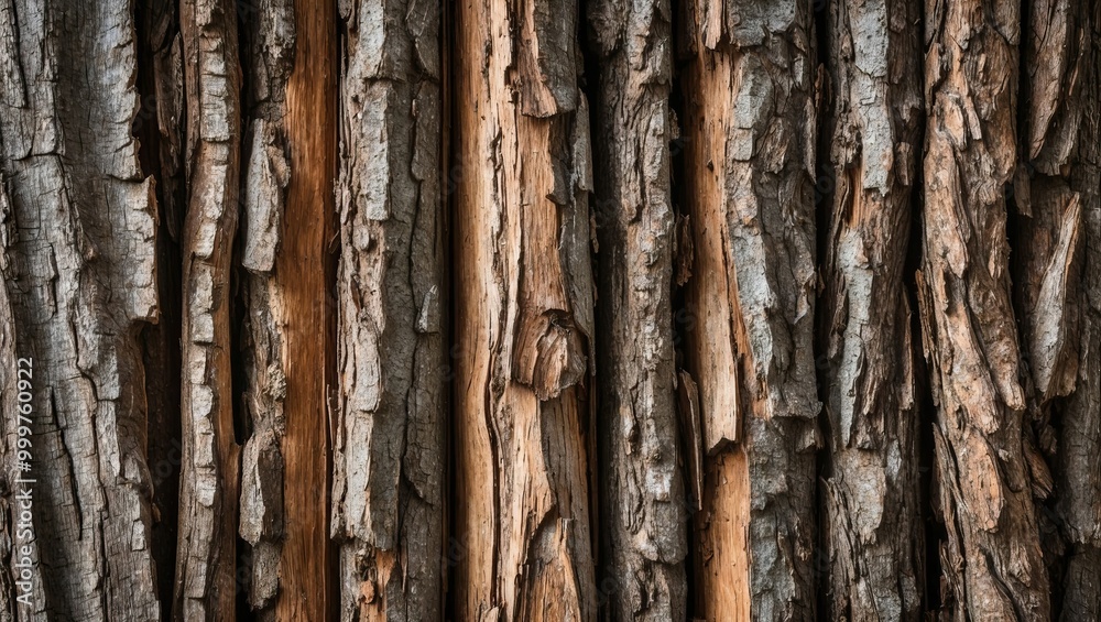 Textured tree bark showcases rich details, with rough surfaces and natural patterns, illustrating organic beauty within forest ecosystems