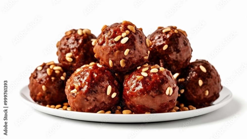 Delicious meatballs with sesame seeds ready to be savored Delicious meatballs with sesame seeds ready to be savored