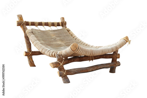 High Quality Charpai on Transparent Background Ideal for Rustic Furniture Photography and Heritage Design with Detailed Features photo