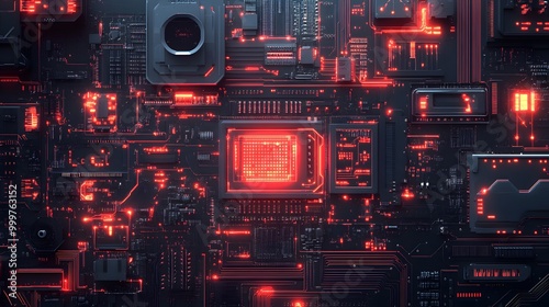 Abstract circuit board futuristic technology processing background. 