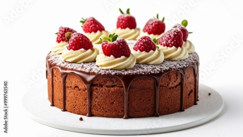  Deliciously decadent chocolate cake with fresh strawberries and whipped cream