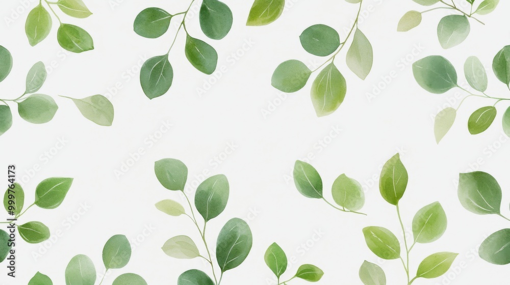 Elegant Green Watercolor Leaf Pattern, vibrant greenery intertwining in a minimalist design, lush leaves create a serene backdrop, inviting a sense of tranquility and freshness Elegant Green Watercolor Leaf Pattern, vibrant greenery intertwining in a minimalist design, lush leaves create a serene backdrop, inviting a sense of tranquility and freshness
