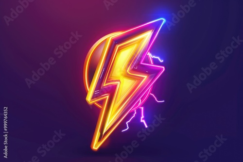 A neon lightning bolt on a dark background