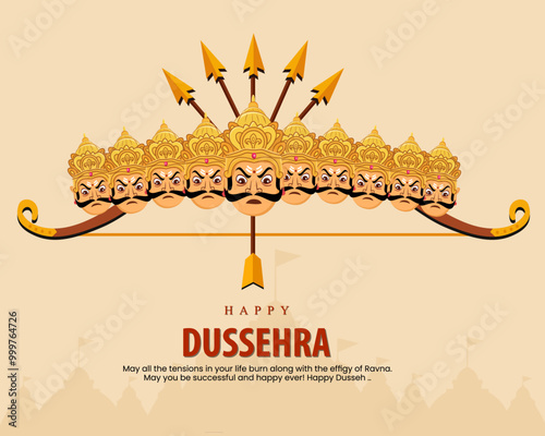 Lord rama killing ravana in dussehra navratri festival of india poster