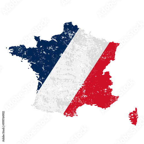 France flag with map- vector illustrtion