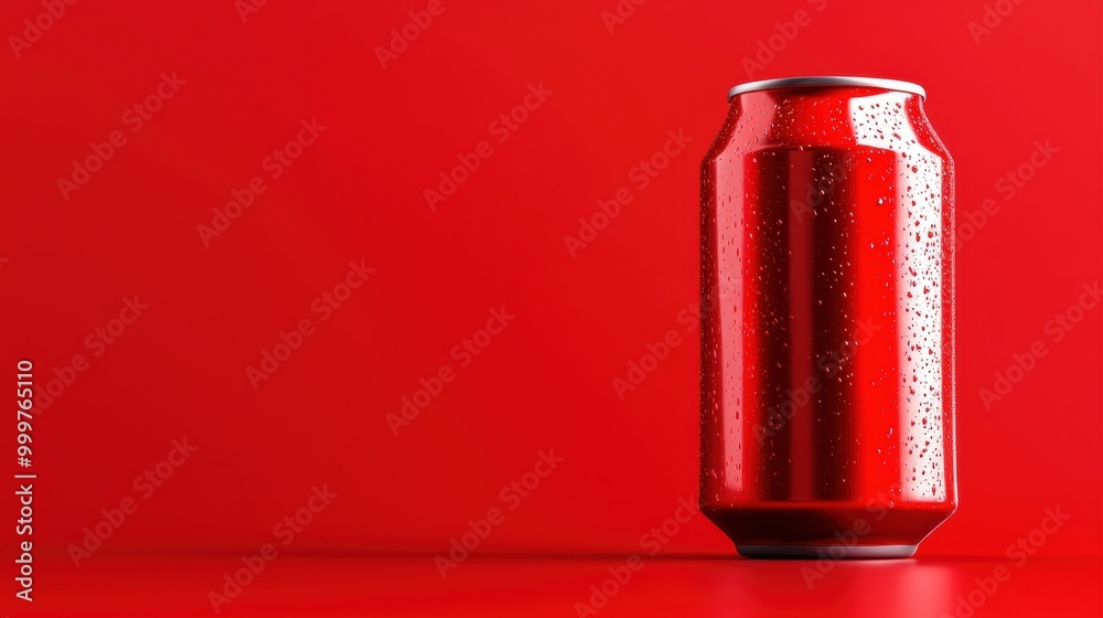 3D Floating Can Mockup on Vibrant Red Background 3D Floating Can Mockup on Vibrant Red Background