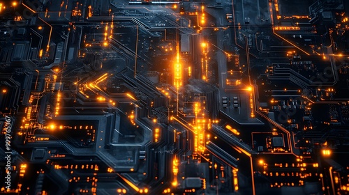 Wallpaper Mural Abstract circuit board futuristic technology processing background.  Torontodigital.ca