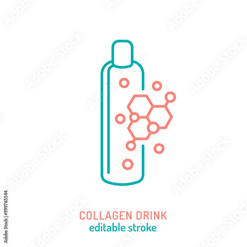 Collagen line icon. Connective tissue protein pictogram.