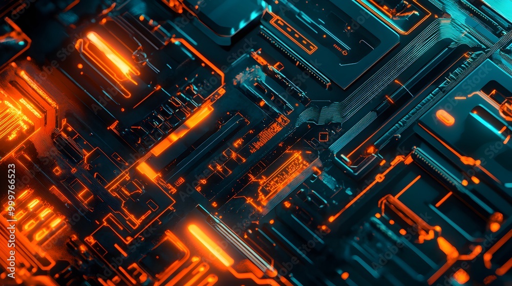 custom made wallpaper toronto digitalAbstract circuit board futuristic technology processing background.