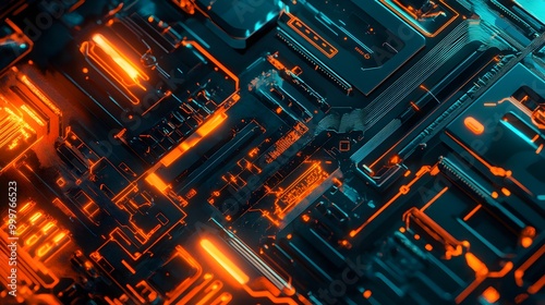 Wallpaper Mural Abstract circuit board futuristic technology processing background.  Torontodigital.ca