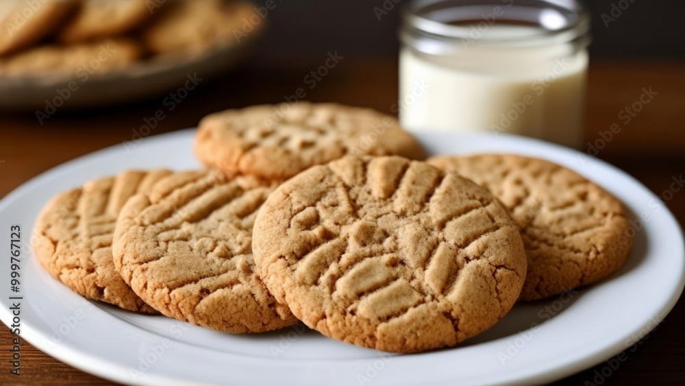 A cozy snack time with cookies and milk A cozy snack time with cookies and milk