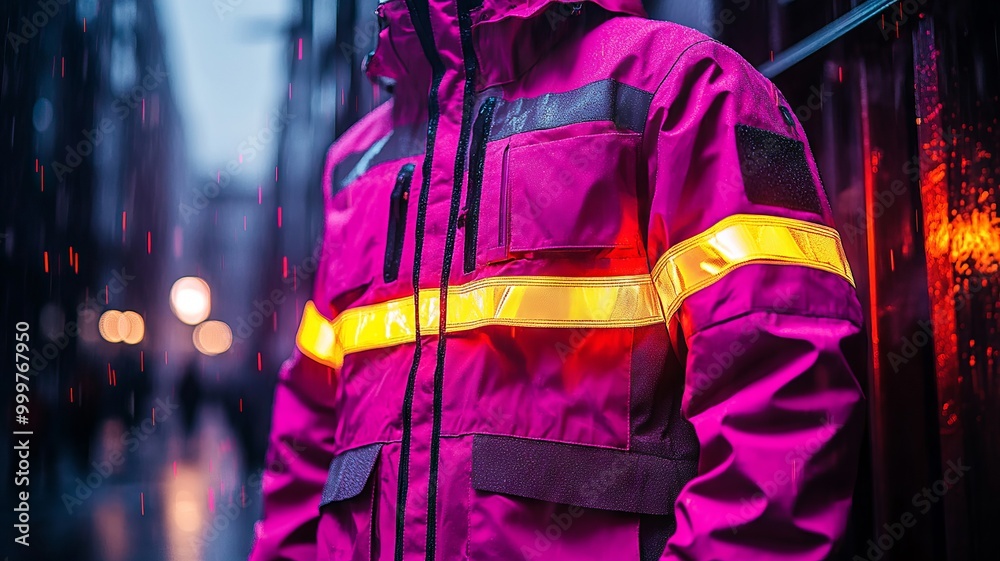 Fototapeta premium Rainy Night: Reflective Safety Gear