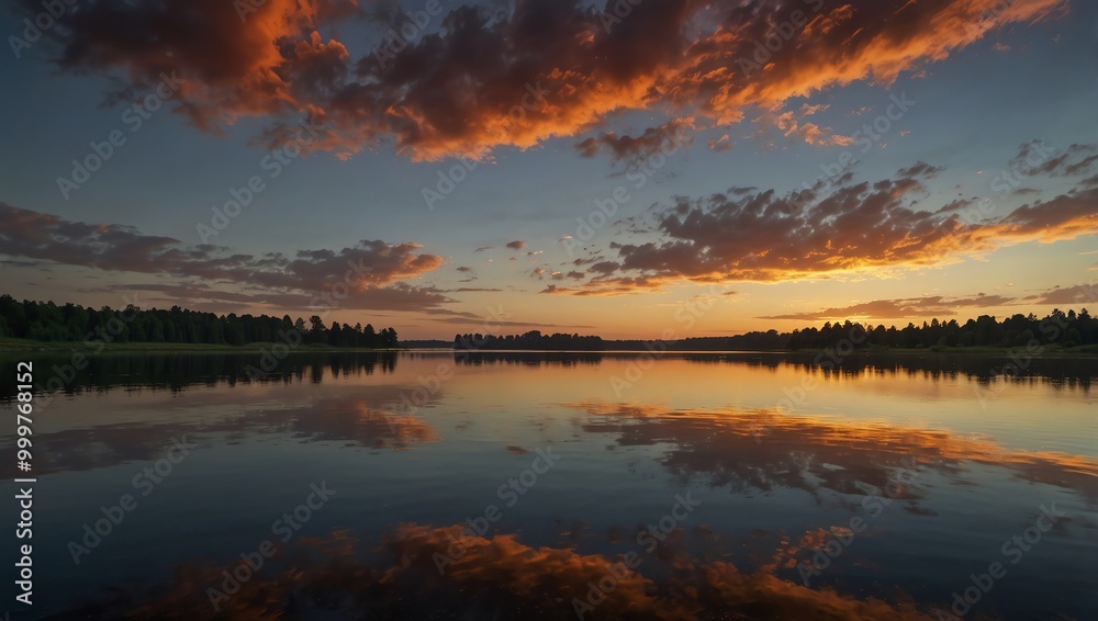 Obraz premium sunset over the lake