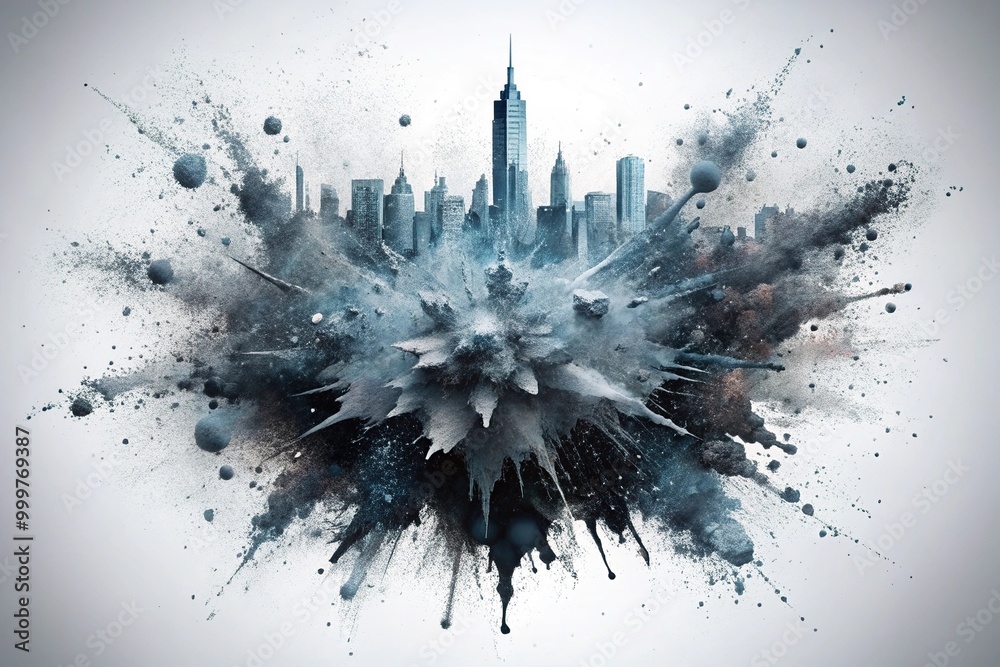 Obraz premium Gray black paint splat on white background