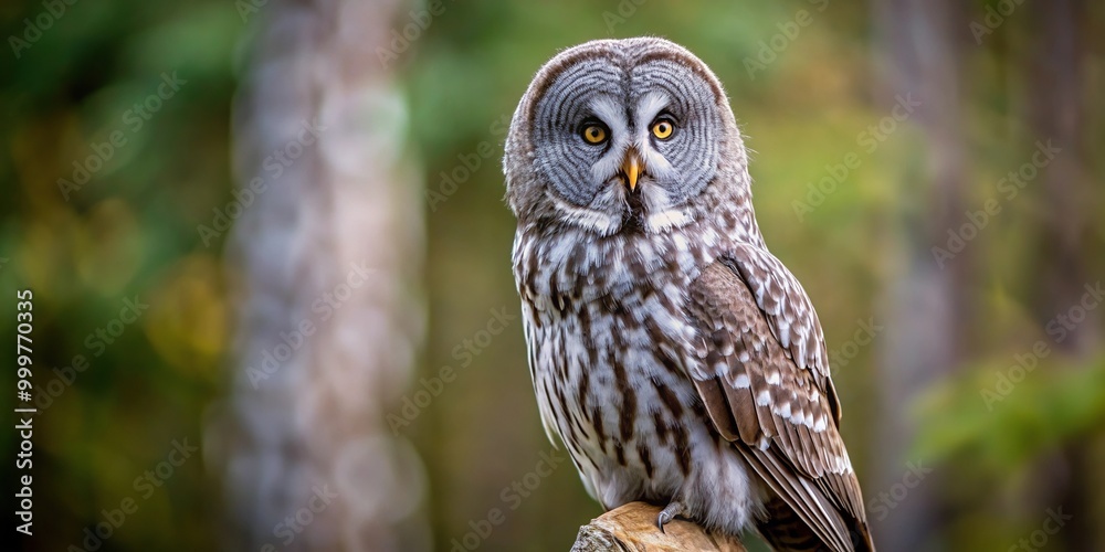 Great Gray Grey Owl in natural habitat Great Gray Grey Owl in natural habitat