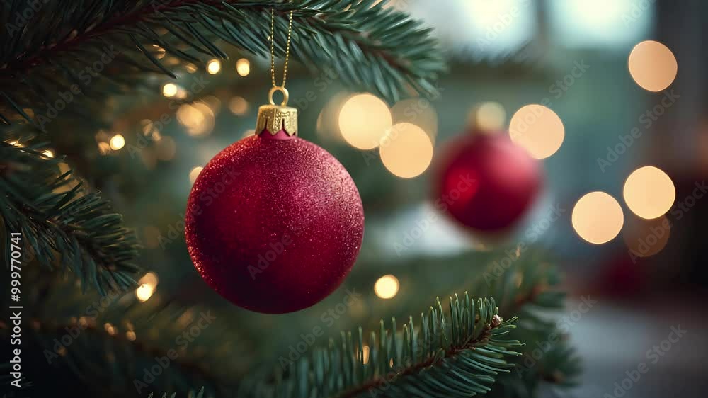 Christmas tree decoration red ball moving