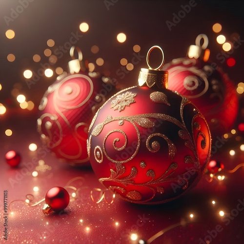 Decorative Christmas Balls with Luxury Patterns  Unique, Creative, and Eye-Catching Festival Celebration Design photo