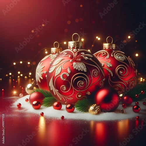 Decorative Christmas Balls with Luxury Patterns  Unique, Creative, and Eye-Catching Festival Celebration Design photo