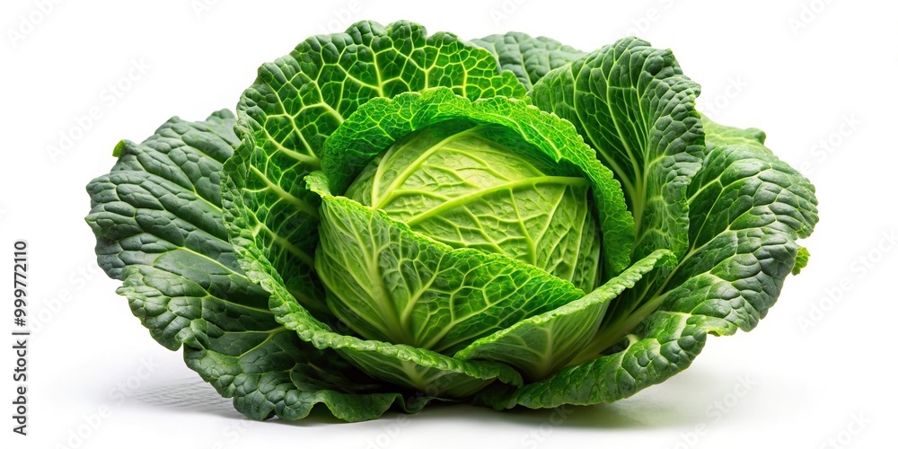 Fototapeta premium Green cabbage isolated on black background with copy space