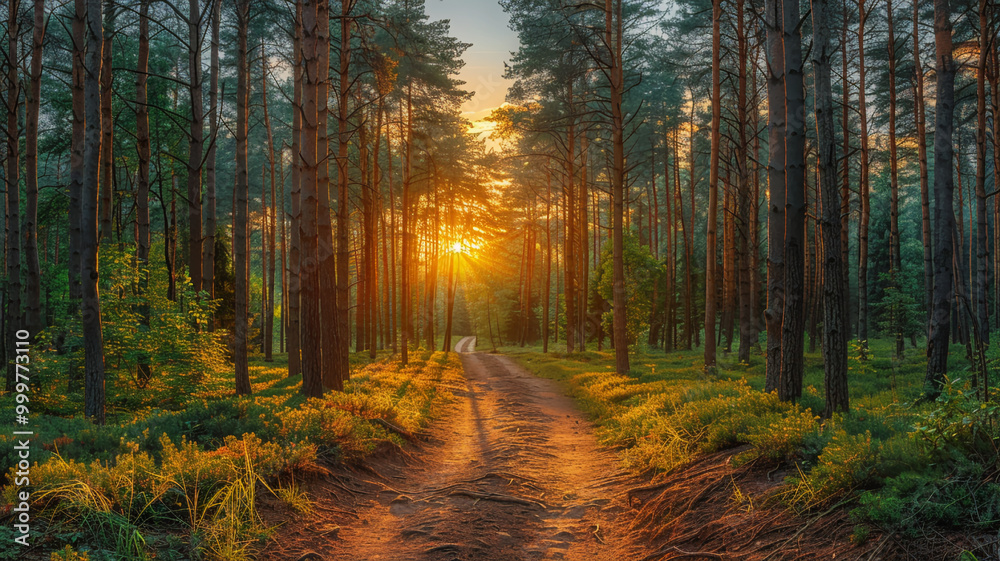 Fototapeta premium Early morning in the forest close up