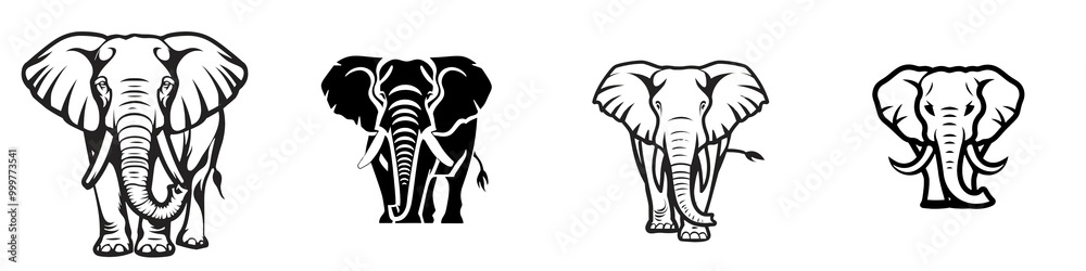 Stylized illustrations of a koala, showcasing different poses and forms against a white isolated background. Stylized illustrations of a koala, showcasing different poses and forms against a white isolated background.