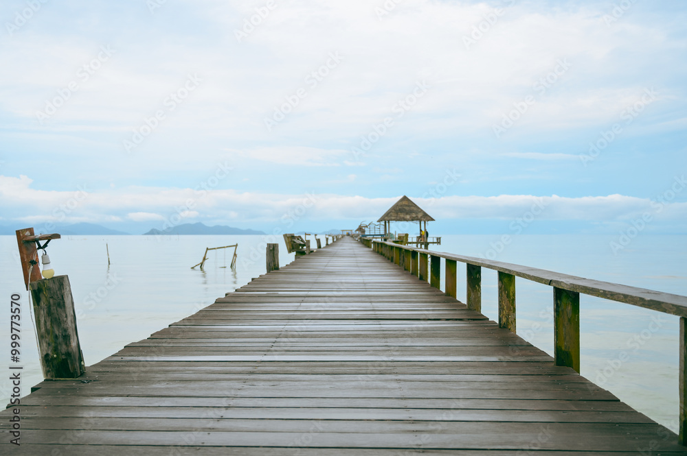 Fototapeta premium Wooden pier in Koh Mak island, Thailand