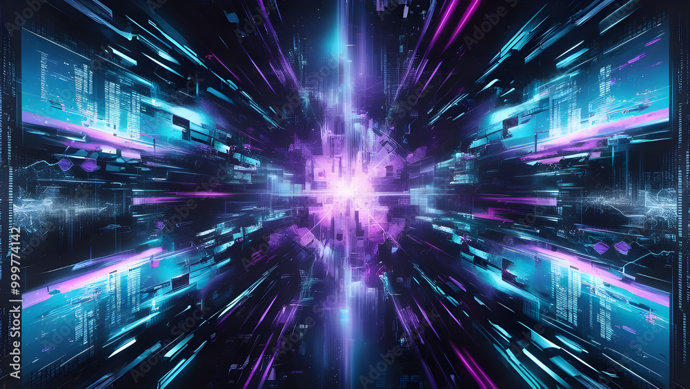 Information flow in Cyberpunk Style World Abstract Background Ai Generative Information flow in Cyberpunk Style World Abstract Background Ai Generative