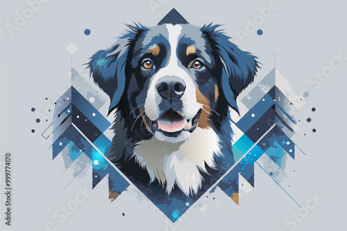Vibrant Bernese Mountain Dog Digital Art Illustration