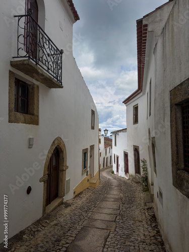 View of a beautiful street in the historic village of Marvao, in Alentejo, Portugal; Concept for travel in Portugal