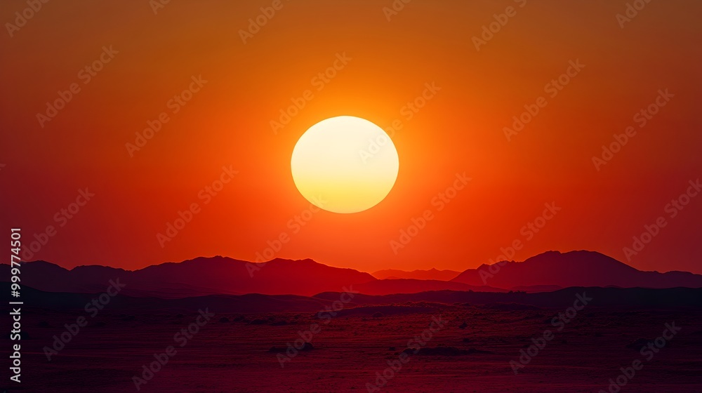 Stunning Sunset Landscape with Rugged Mountains in Desert Stunning Sunset Landscape with Rugged Mountains in Desert