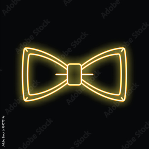 Yellow neon sign depicting a classic bow tie, symbolizing elegance and style