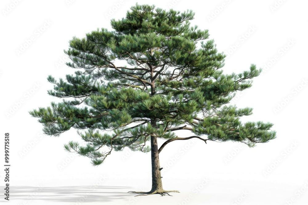A large pine tree standing alone on a white background, great for nature and outdoor themed designs A large pine tree standing alone on a white background, great for nature and outdoor themed designs