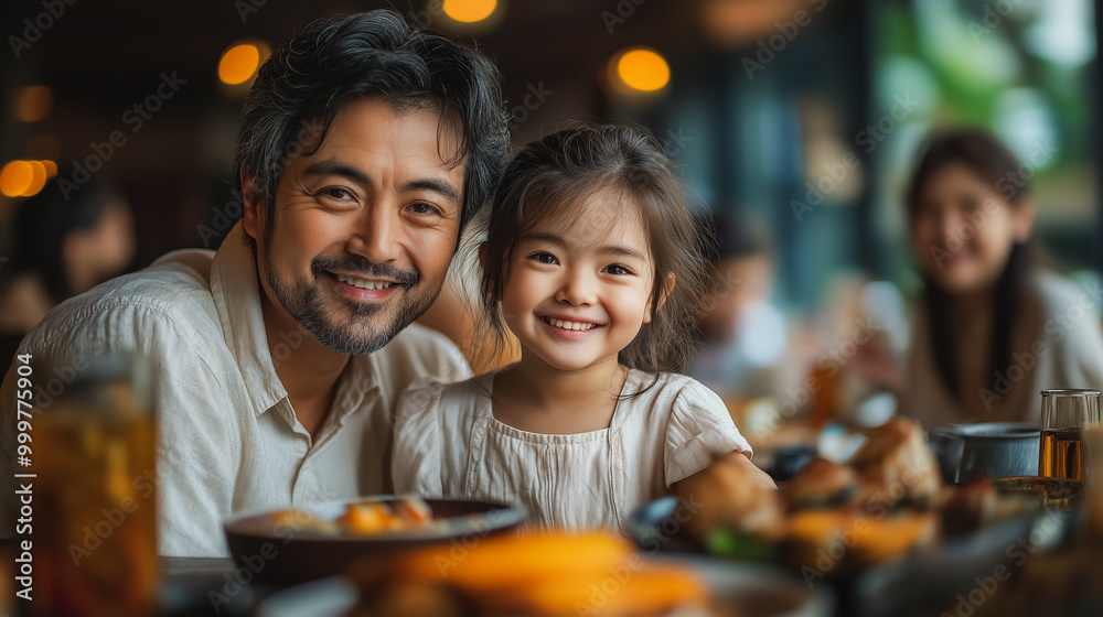 Scene is happy and warm, as the family is enjoying a meal together Scene is happy and warm, as the family is enjoying a meal together