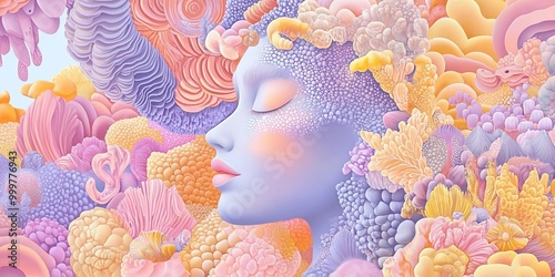 A dreamy, colorful portraya...