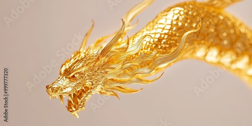 A detailed golden dragon sc...