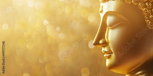 A serene golden Buddha stat...