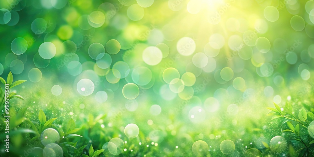Green nature bokeh on canvas background with pastel colors, close-up