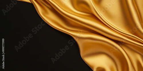 A flowing, golden fabric dr...
