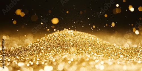 A close-up of shimmering go...