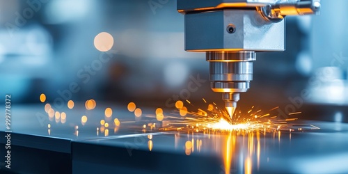 A close-up of a laser cutti...