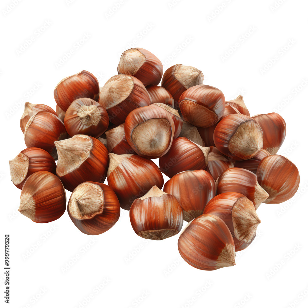 Handful of Fresh Hazelnuts on Transparent Background Handful of Fresh Hazelnuts on Transparent Background