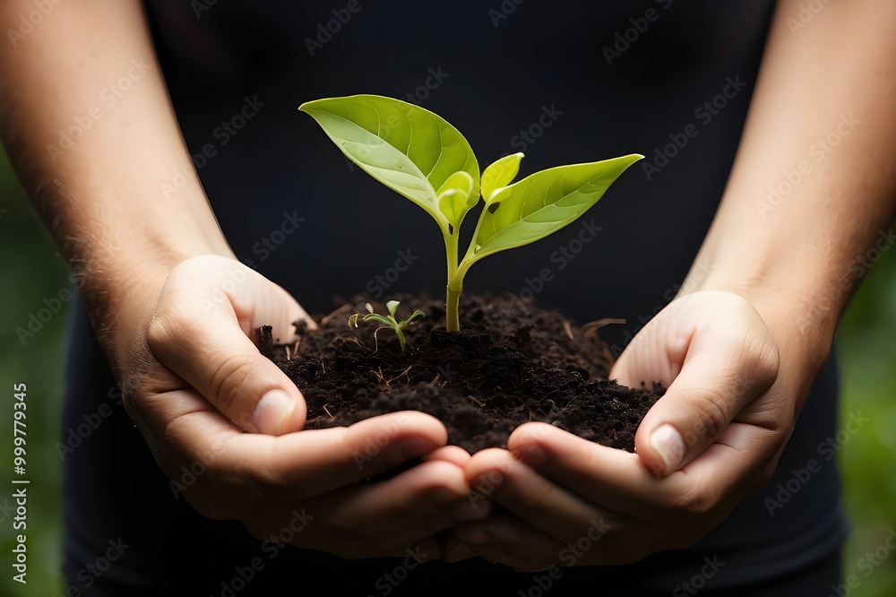 Young Green Plant Sprouting from Soil for Growth and Sustainability Concept in Nature and Ecology Young Green Plant Sprouting from Soil for Growth and Sustainability Concept in Nature and Ecology