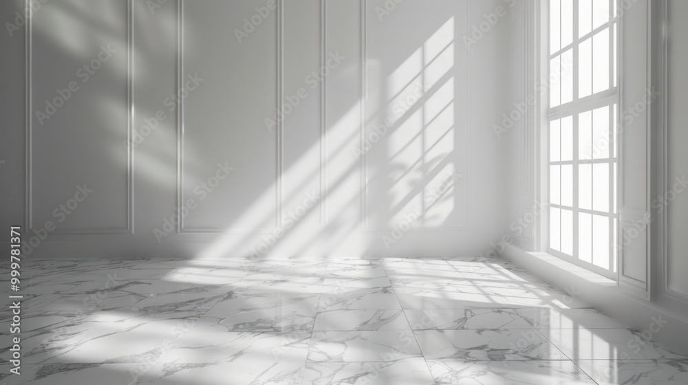 Obraz premium Sunlight Streaming through a Window in a White Room
