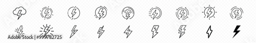 Electric vector icons. Lightning bolt. Electric lightning bolt symbols. Thunder Bold Lightning Flash icons, Lightning bolt icon. Vector lightning logo electric, set of thunder and lightnings. 