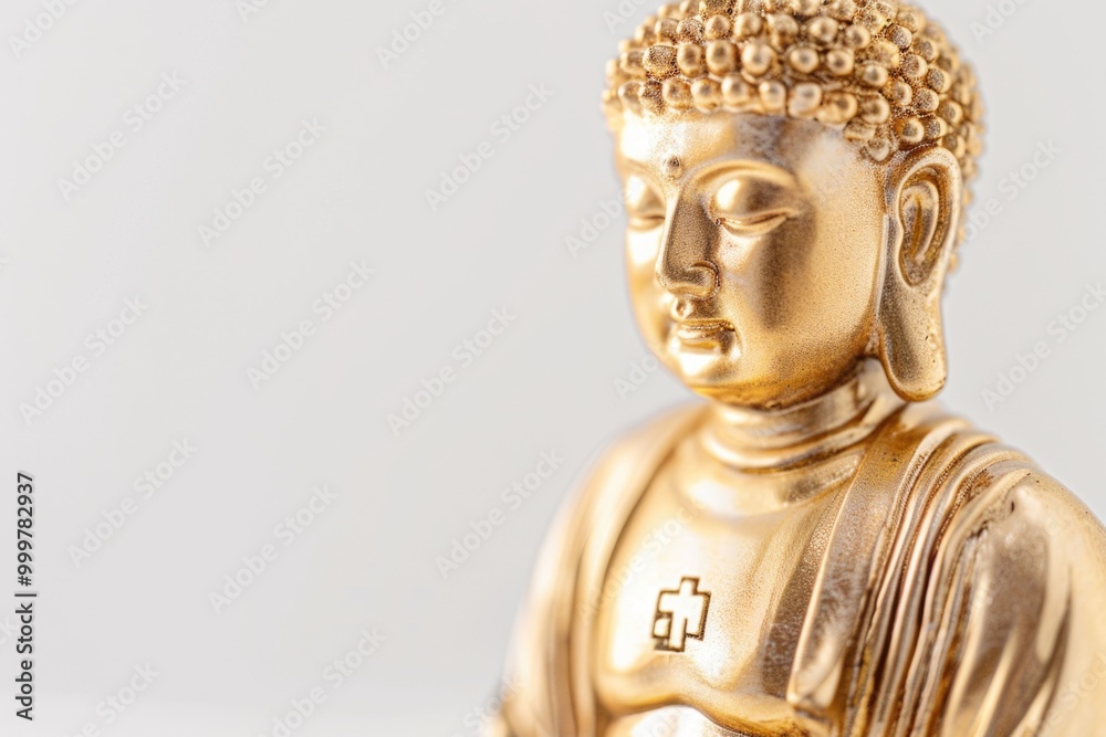 A golden figurine holds a modern smartphone, blending ancient and contemporary themes