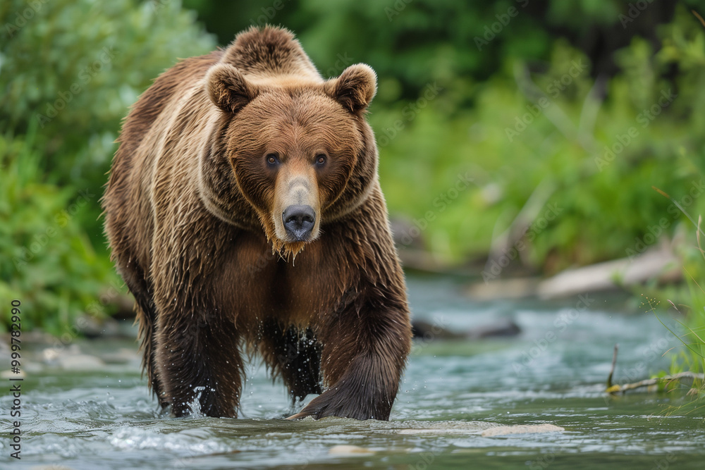 Brown Bear Roaming North American Plains Captured in Wild Habitat Highlighting Natural Conservation of Powerful and Dangerous Wildlife Predator Brown Bear Roaming North American Plains Captured in Wild Habitat Highlighting Natural Conservation of Powerful and Dangerous Wildlife Predator